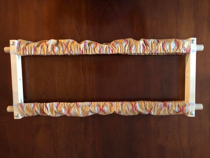 30" Grime Guard / Scroll Rod Covers - Pink Ribbon fabric - for Cross Stitch and Embroidery