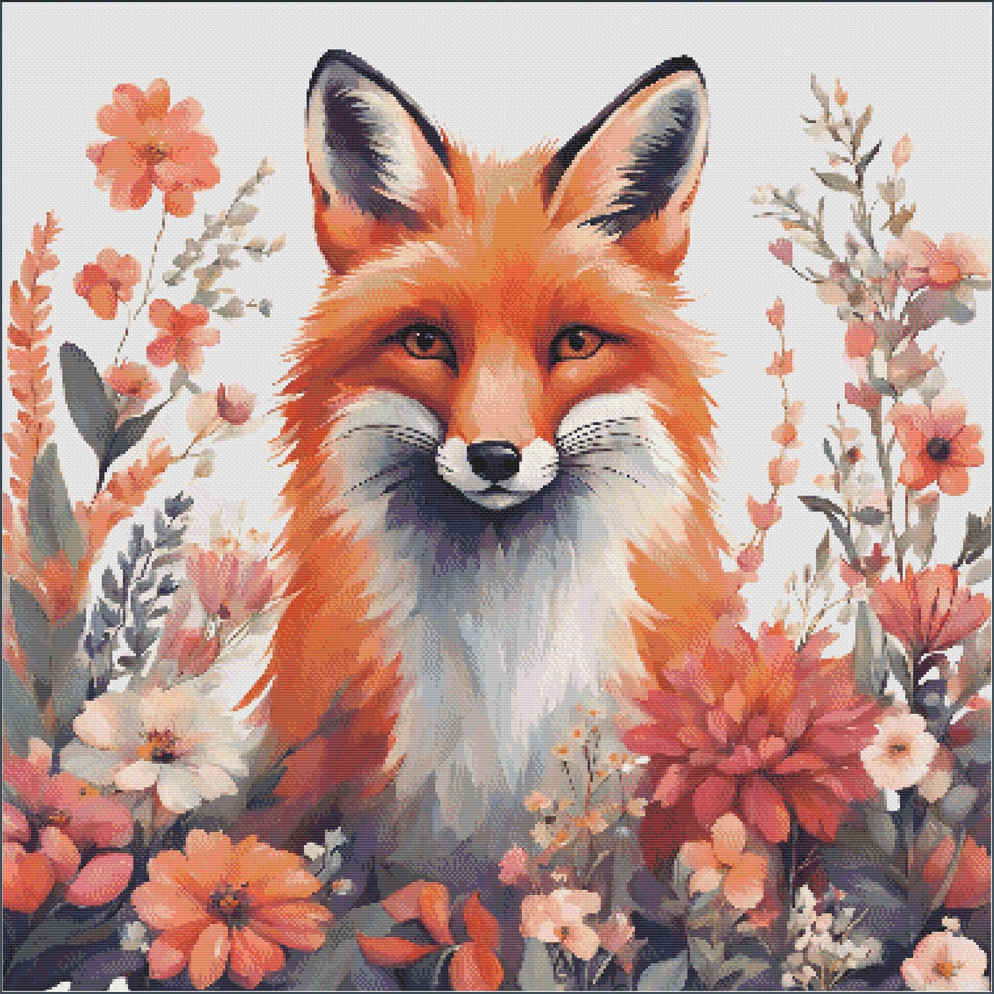 Fox and Flowers PDF Cross Stitch Chart - Pattern Keeper Compatible*
