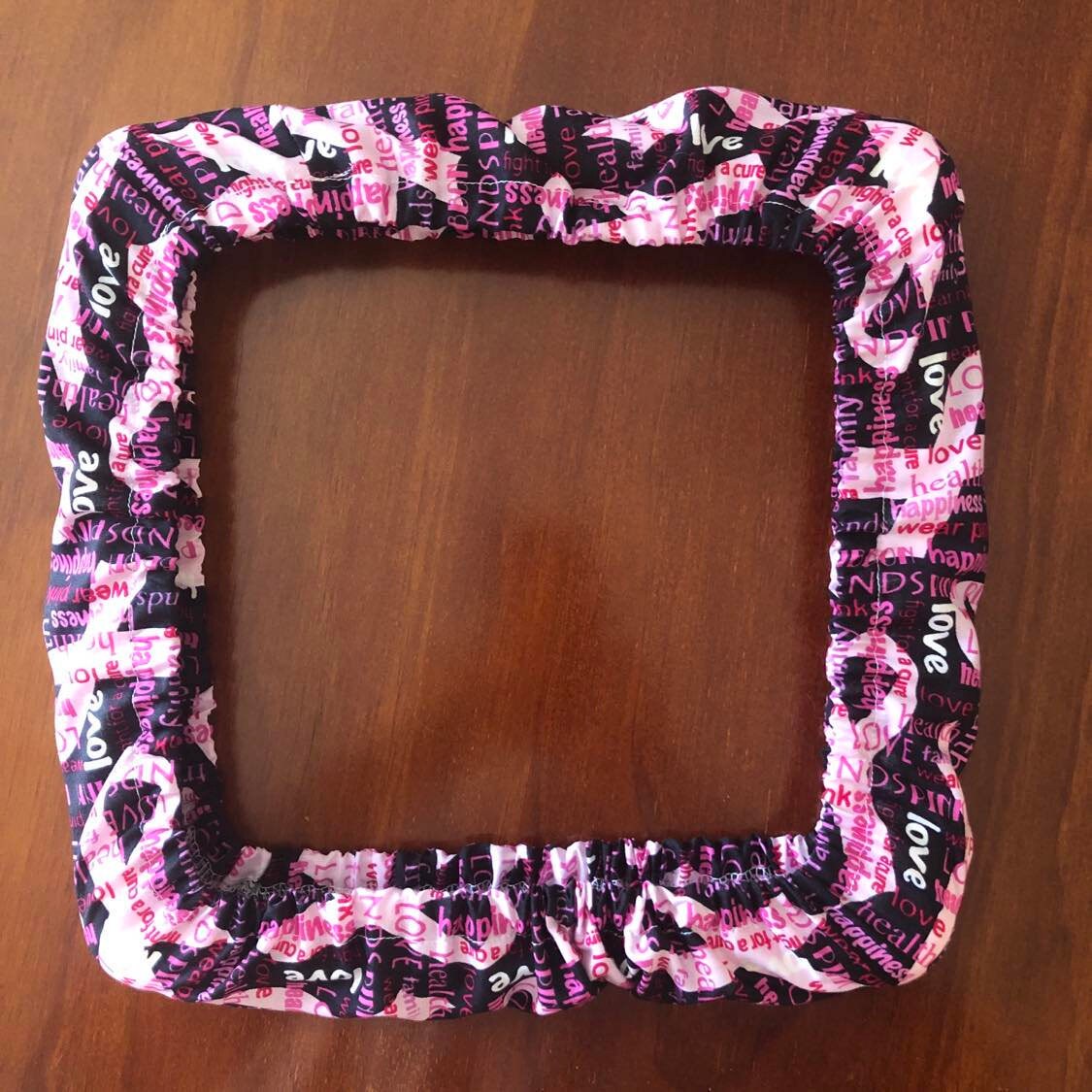 Grime Guard - QSnap Cover - 8" X 8" - Pink Ribbon Cancer Support Fabric - for Cross Stitch and Embroidery