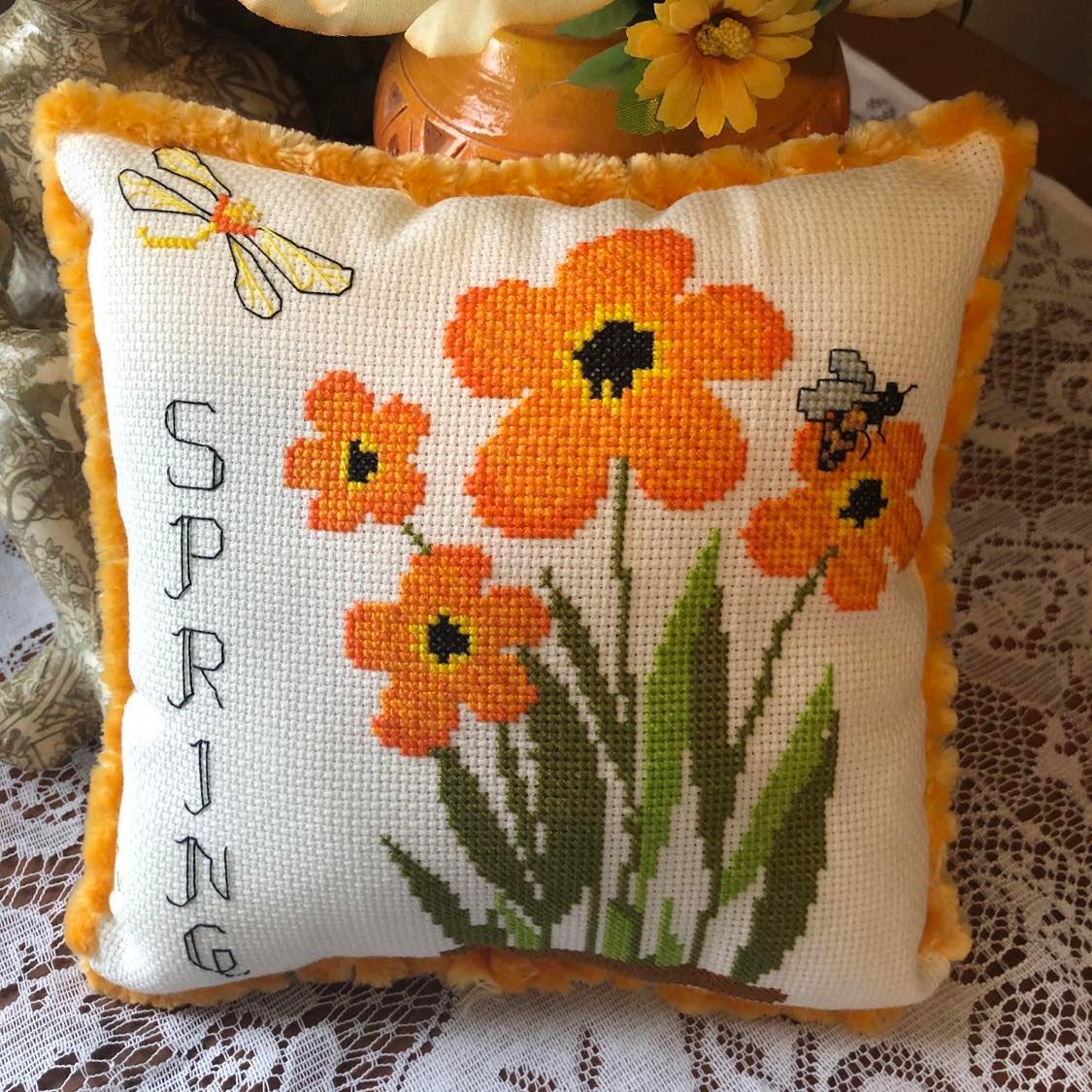 Spring flowers cross stitch pattern