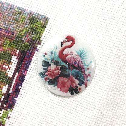 Flamingo Acrylic Magnetic Needle Minder for Cross Stitch and Needlework