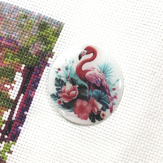 Flamingo Acrylic Magnetic Needle Minder for Cross Stitch and Needlework