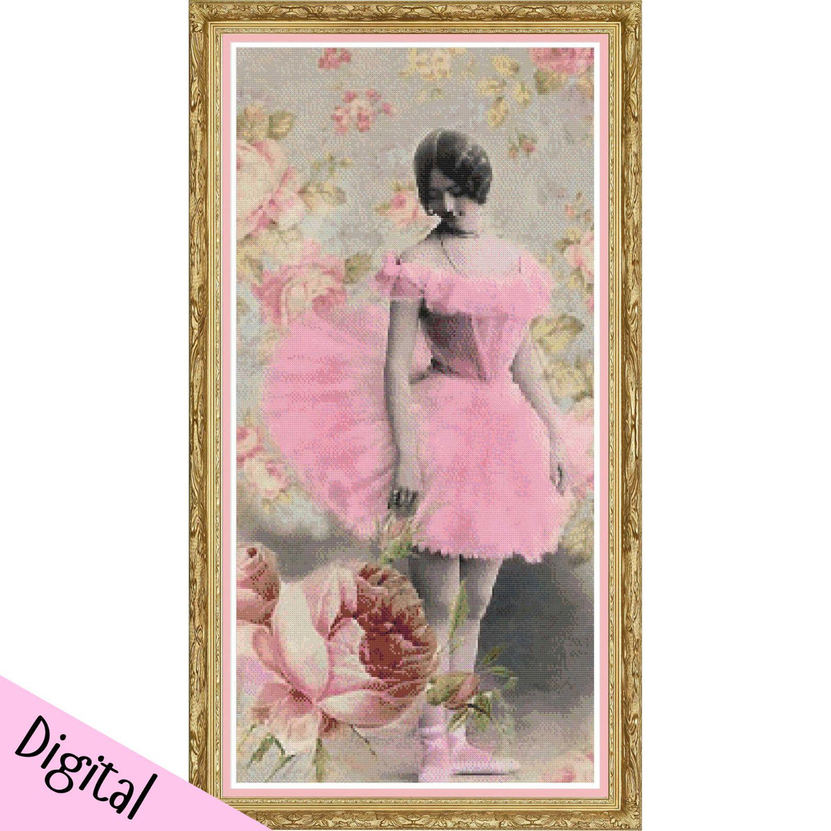 Ballerina Reflection Full Coverage Cross Stitch Chart Pattern Keeper Compatible*