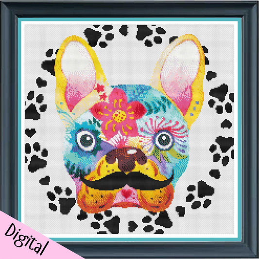 Colourful Pooch PDF Cross Stitch Chart
