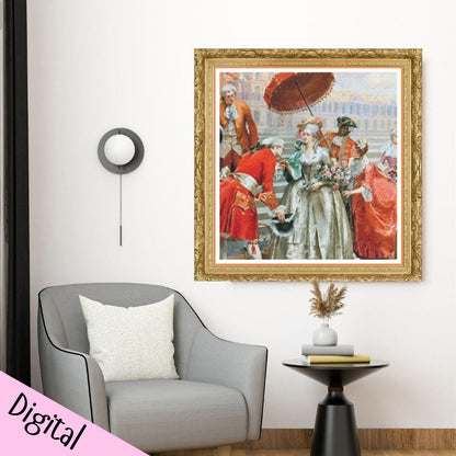 Au Palais - PDF - A French inspired Full Coverage PDF Cross Stitch Chart - Pattern Keeper Compatible*