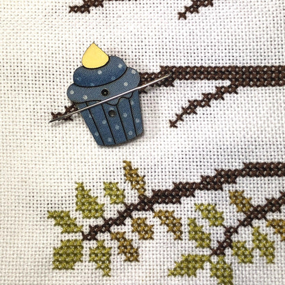 Blue Cupcake Needle Minder/Thread Holder/ Parking Aid