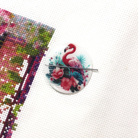Flamingo Acrylic Magnetic Needle Minder for Cross Stitch and Needlework
