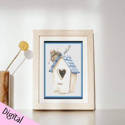Bird House Blues PDF Cross Stitch Chart