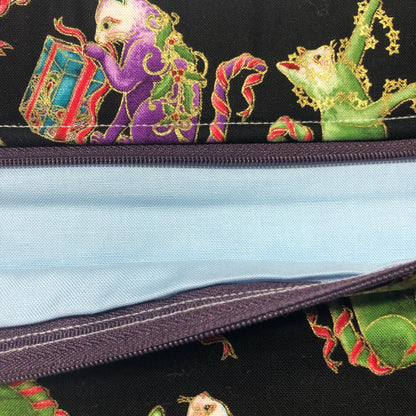 Christmas Cats Themed Project Bag (12" x 9.5") for Cross Stitch and other crafts