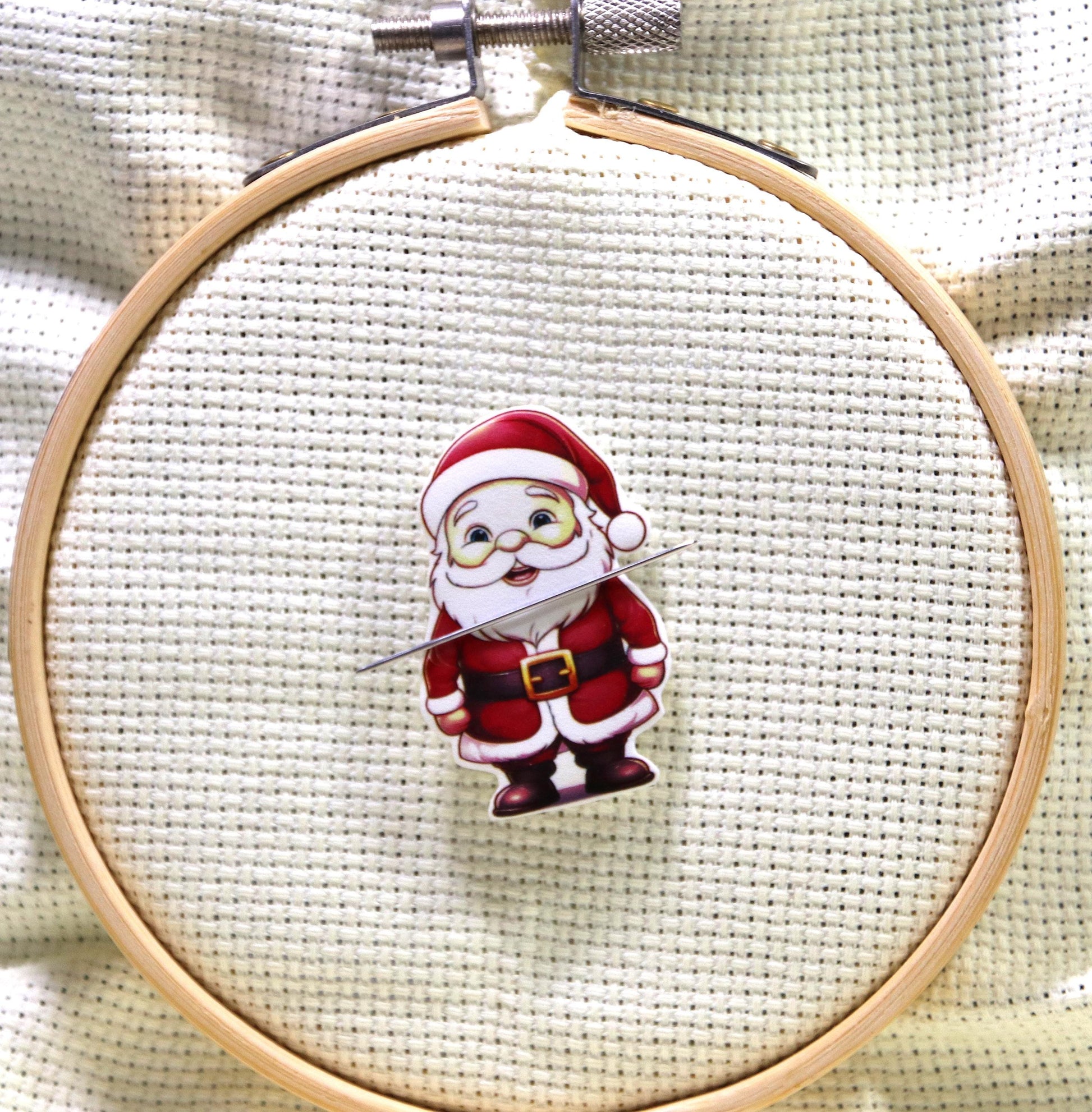 Santa Acrylic Magnetic Needle Minder for Cross Stitch and Needlework