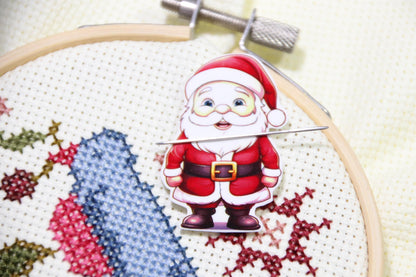 Santa Acrylic Magnetic Needle Minder for Cross Stitch and Needlework