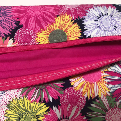 Pink Flowers Project Bag for Cross Stitch : Handmade Cotton Craft Organizer