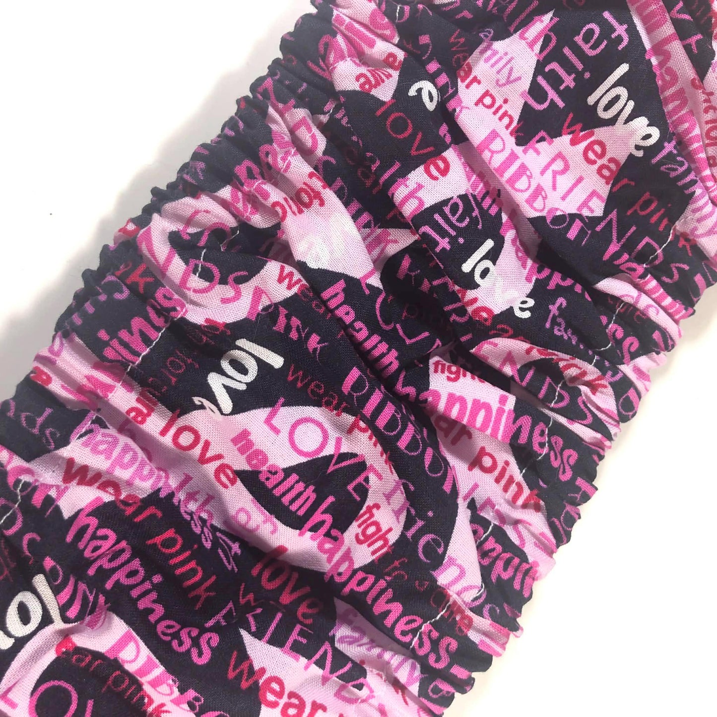 30" Grime Guard / Scroll Rod Covers - Pink Ribbon fabric - for Cross Stitch and Embroidery