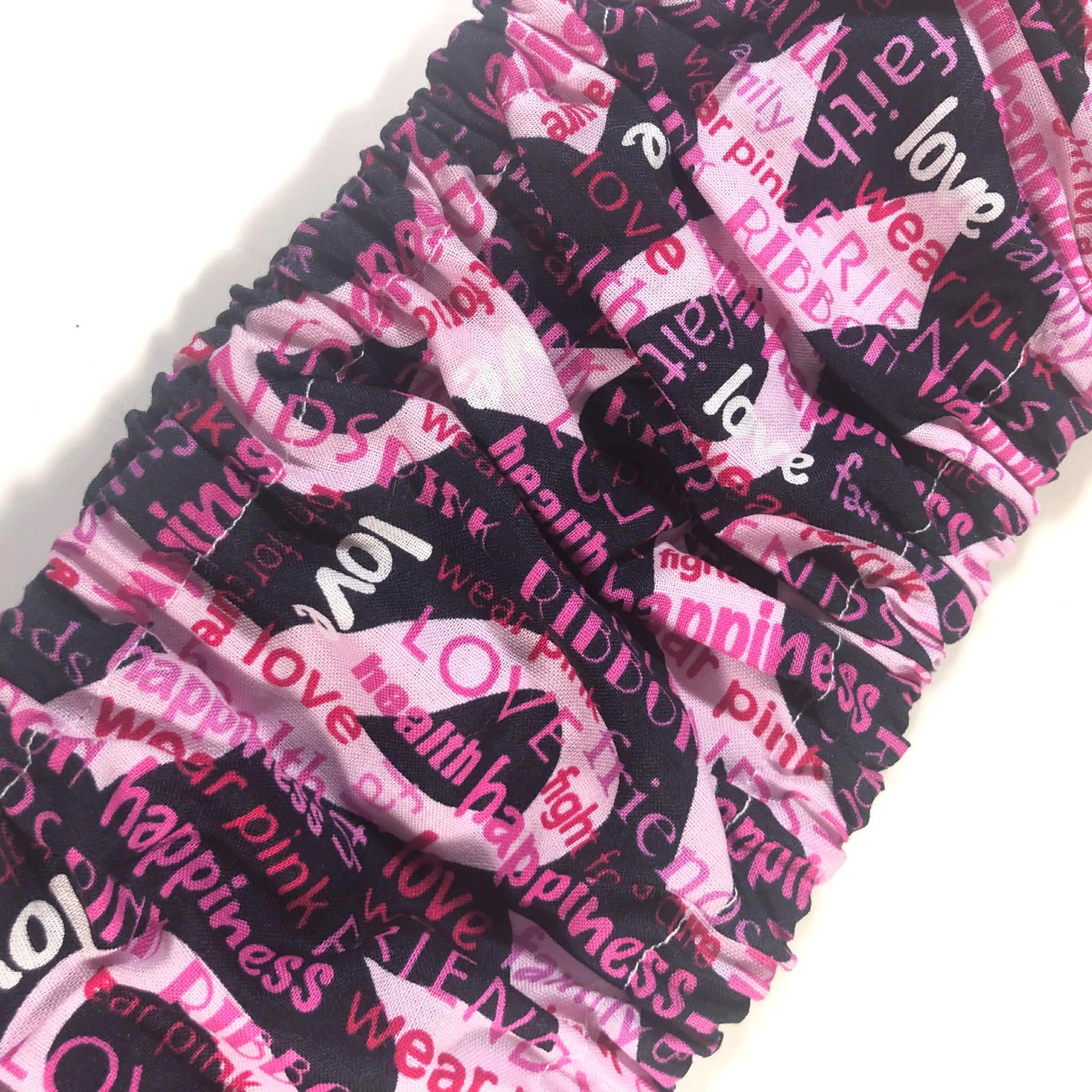 30" Grime Guard / Scroll Rod Covers - Pink Ribbon fabric - for Cross Stitch and Embroidery