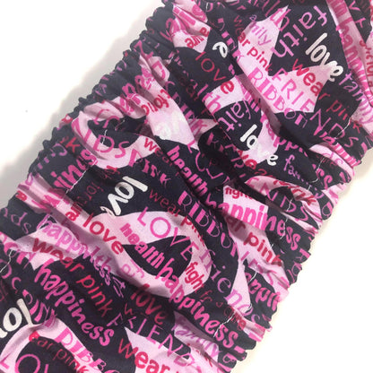 22" Grime Guard / Scroll Rod Covers - Pink Ribbon fabric - for Cross Stitch and Embroidery
