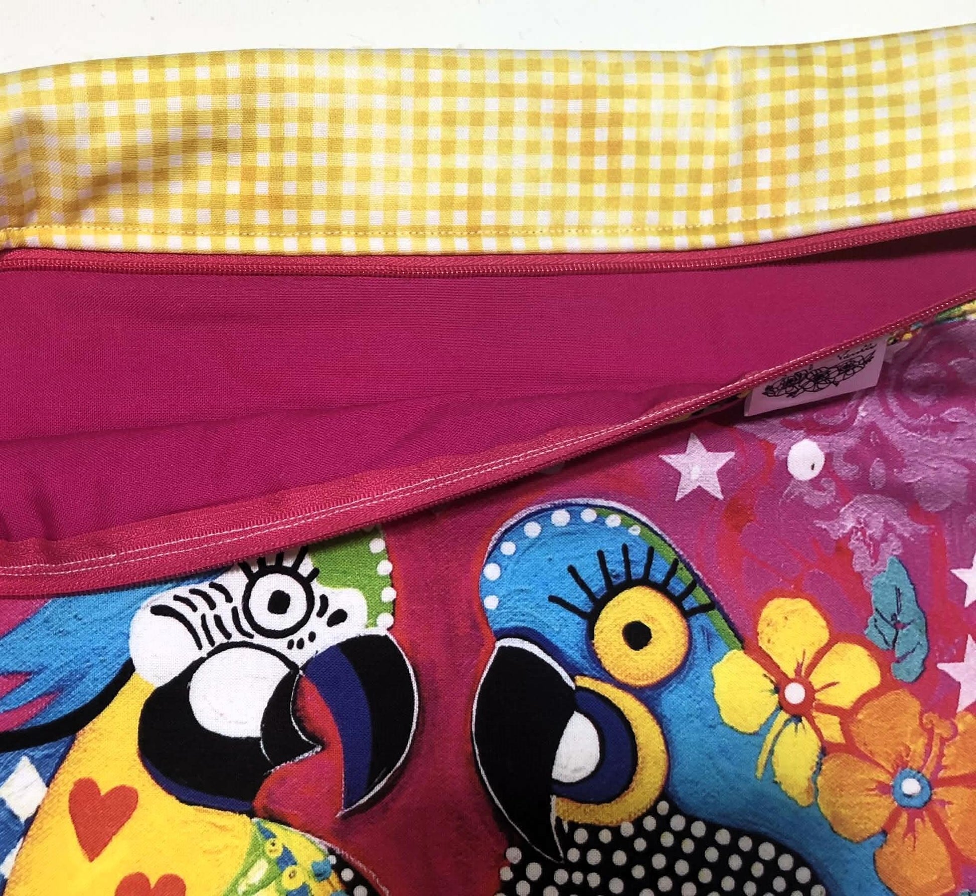 Bright Parrot Large Project Bag for Cross Stitch and crafts