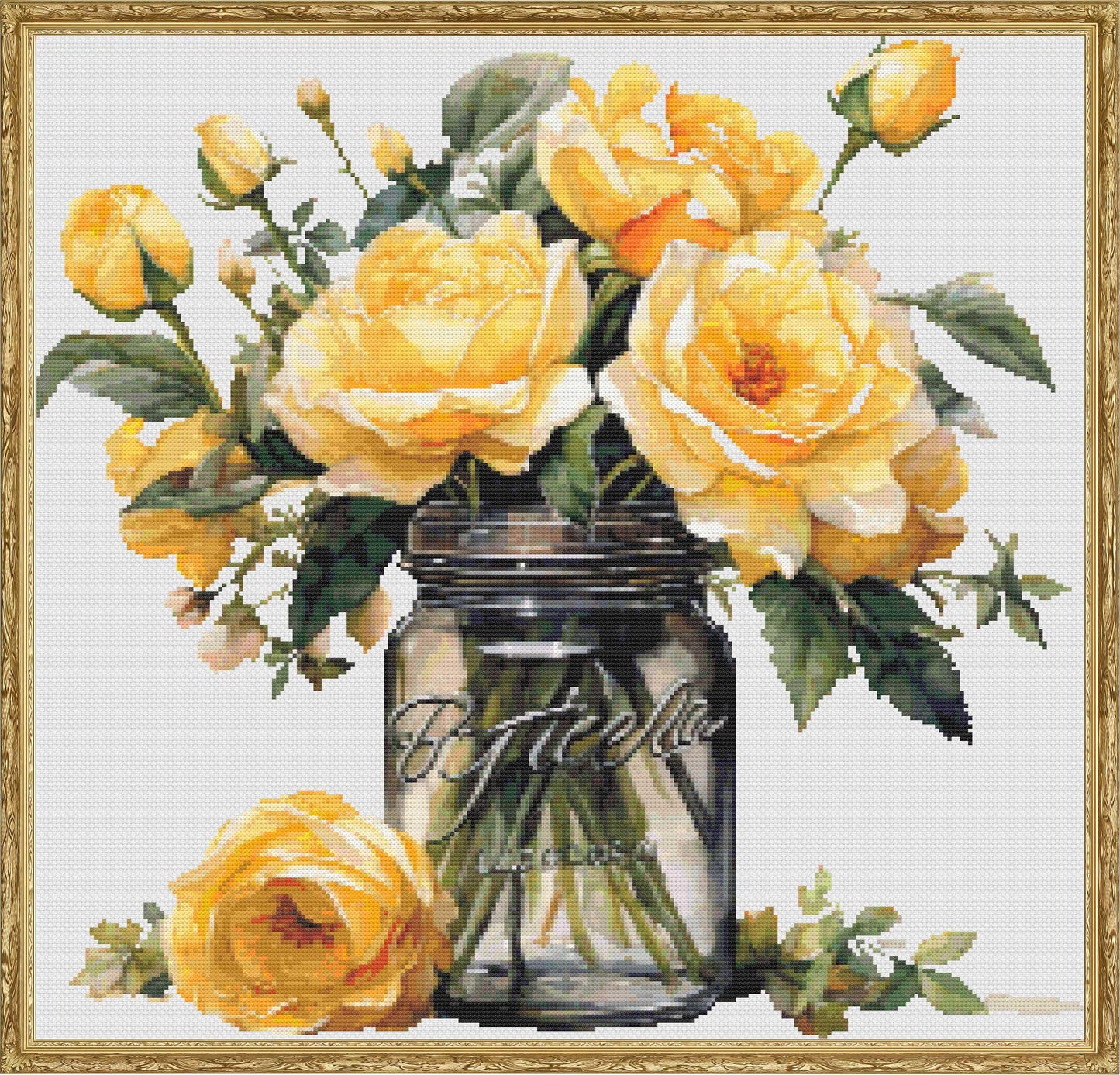 Yellow Roses Cross Stitch Chart