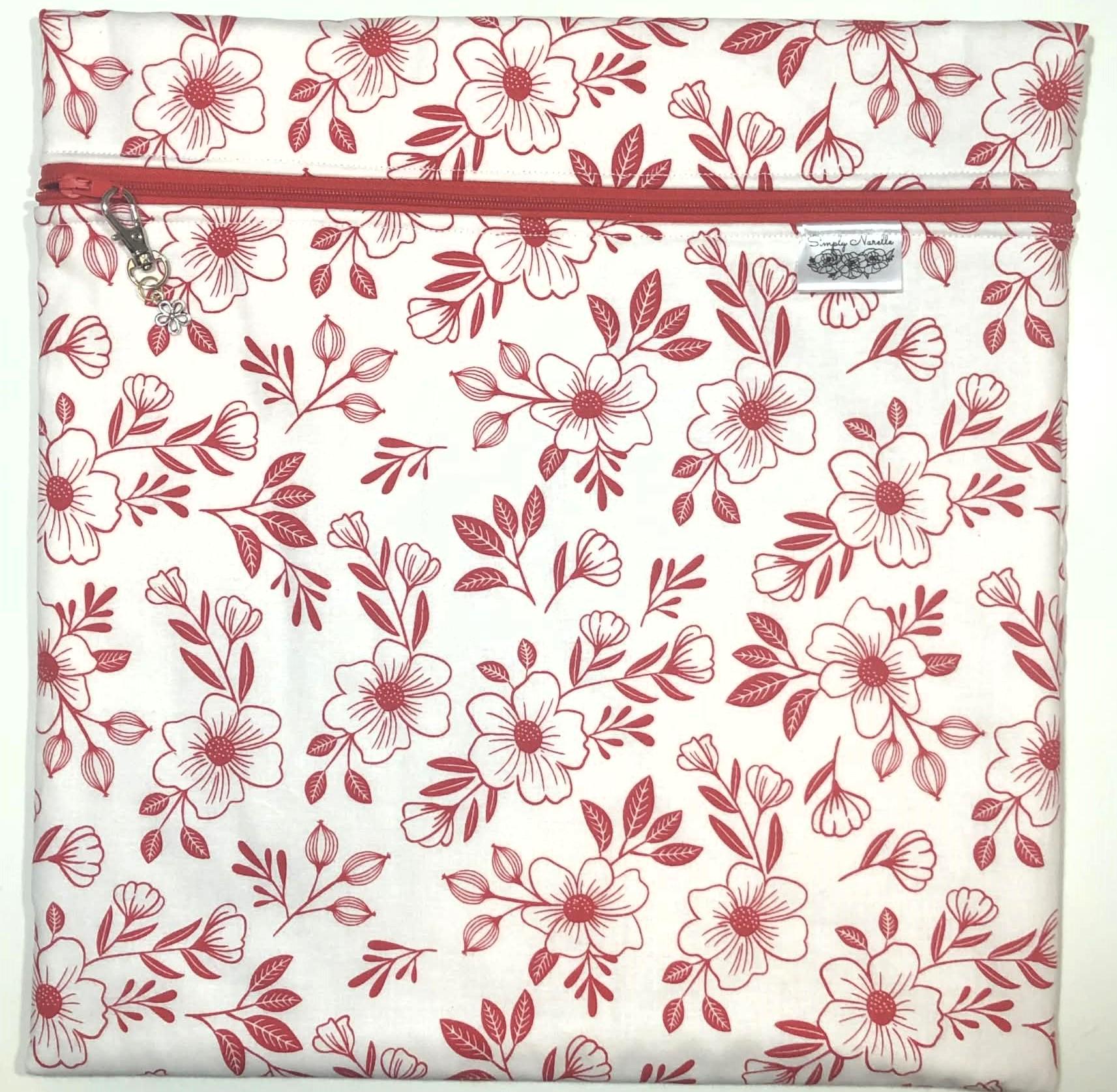 Red Flowers Project Bag for Cross Stitch and crafts