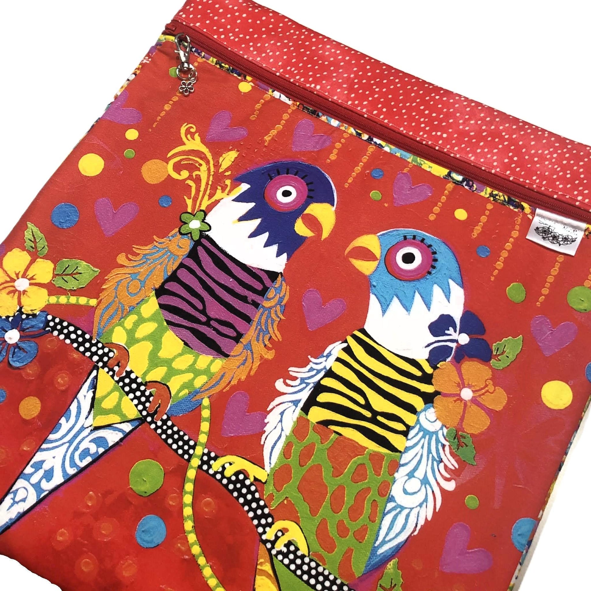 Bright Parrot Large Project Bag for Cross Stitch and crafts