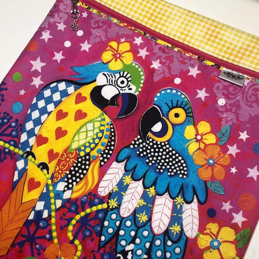 Bright Parrot Large Project Bag for Cross Stitch and crafts