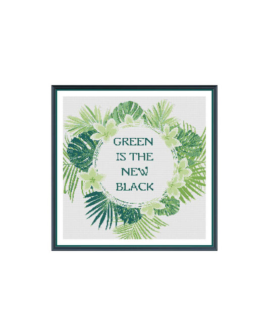 Green is the New Black PDF Cross Stitch Chart Pattern Keeper Compatible*