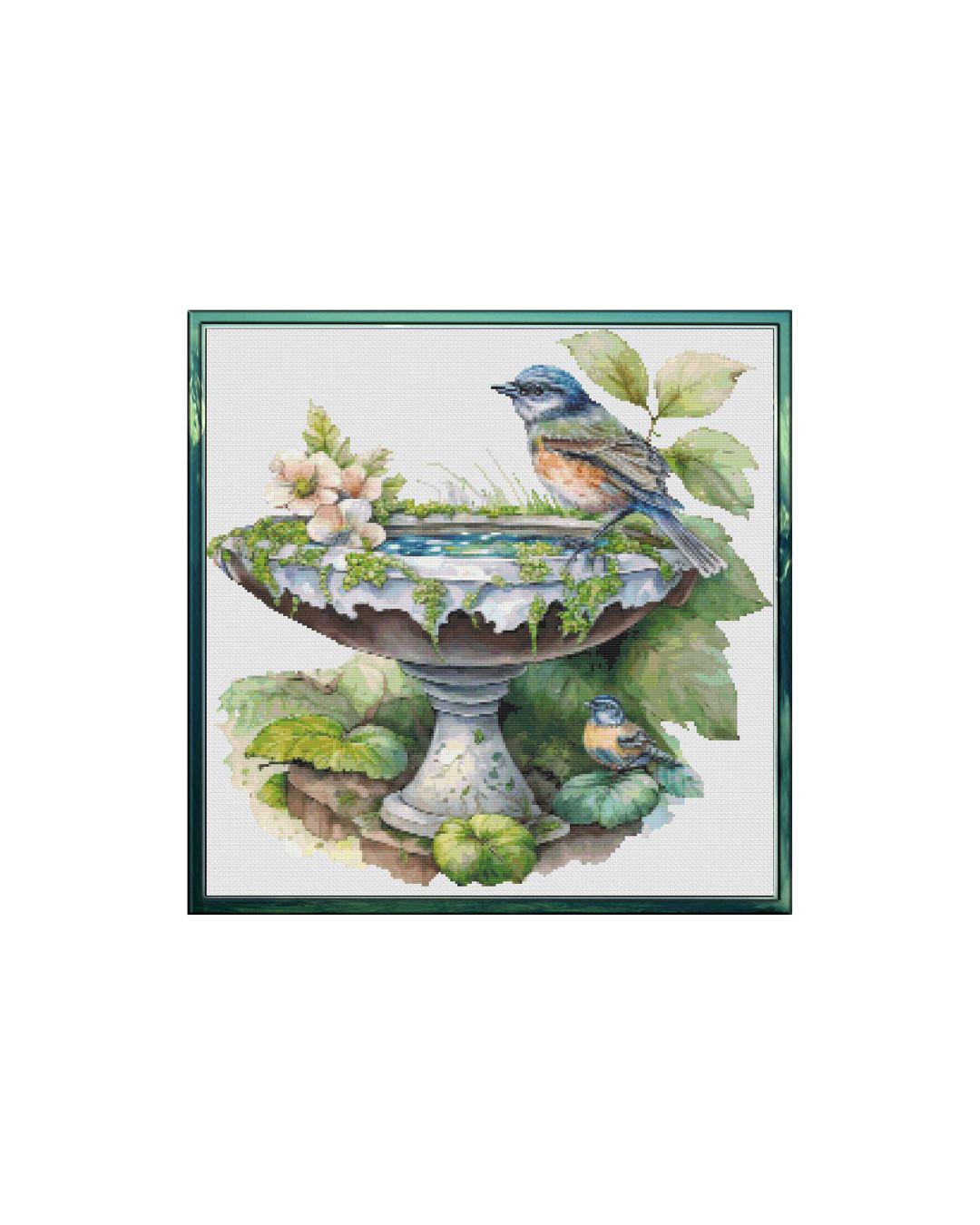 The Bird Bath Cross Stitch Chart