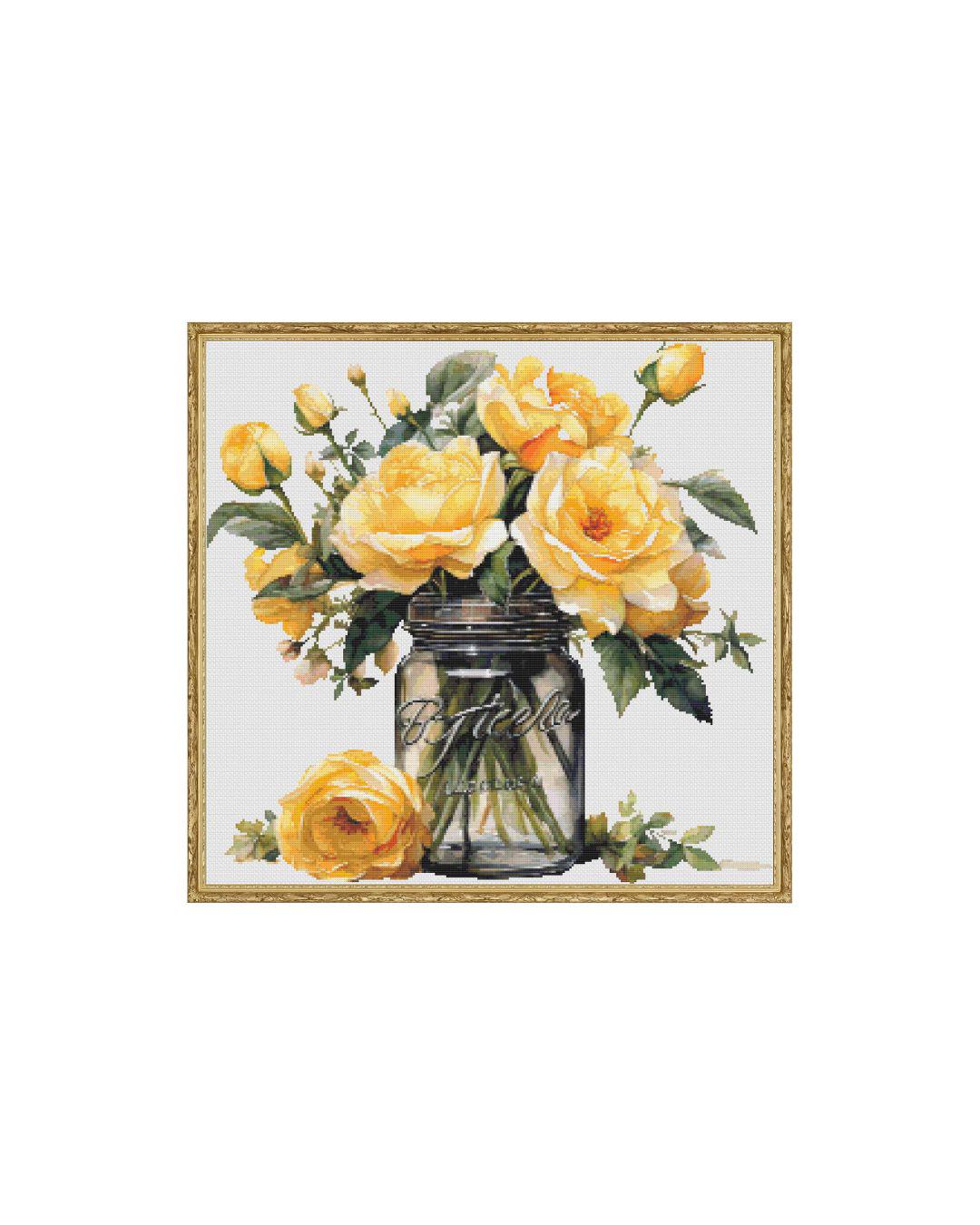 Yellow Roses Cross Stitch Chart