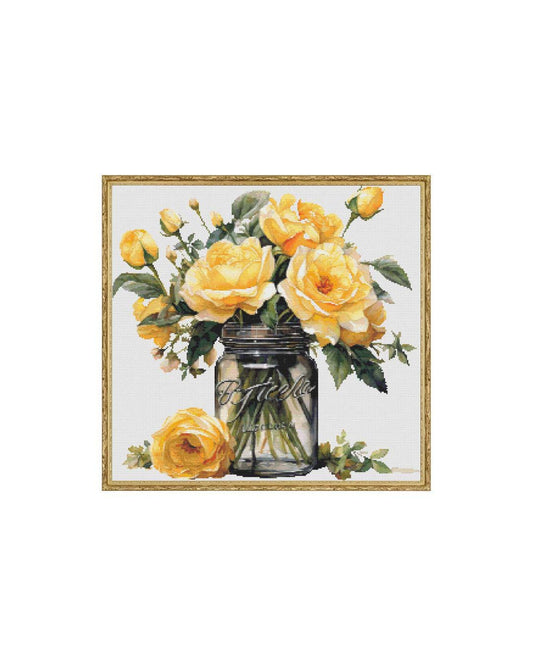 Yellow Roses Cross Stitch Chart