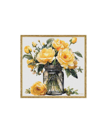 Yellow Roses Cross Stitch Chart