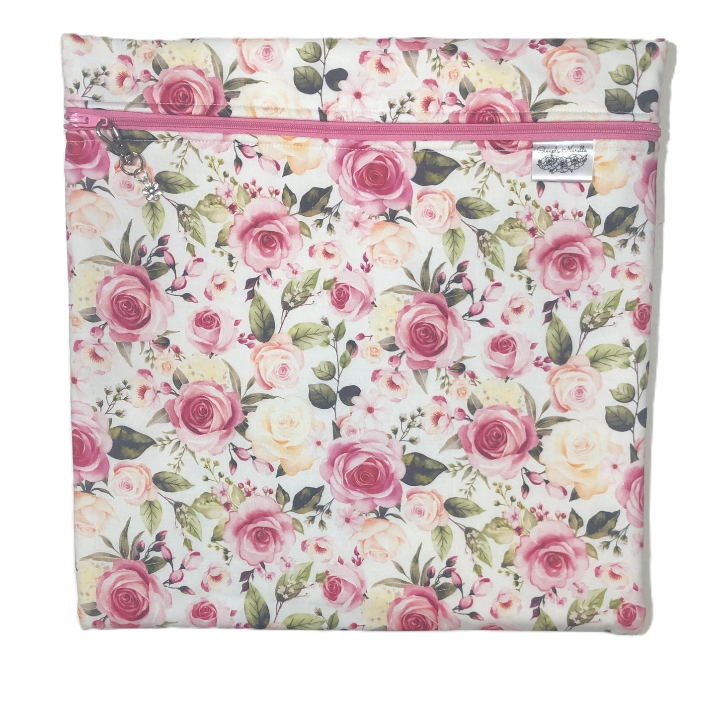 Roses Project Bag for Cross Stitch : Handmade Cotton Craft Organizer