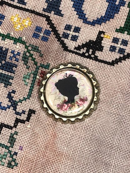 Female Silhouette Bottlecap Needle Minder - Thread Holder - Parking Aid