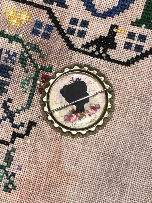 Female Silhouette Bottlecap Needle Minder - Thread Holder - Parking Aid