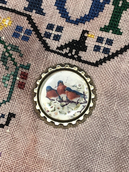 Bird Bottlecap Needle Minder - Thread Holder - Parking Aid