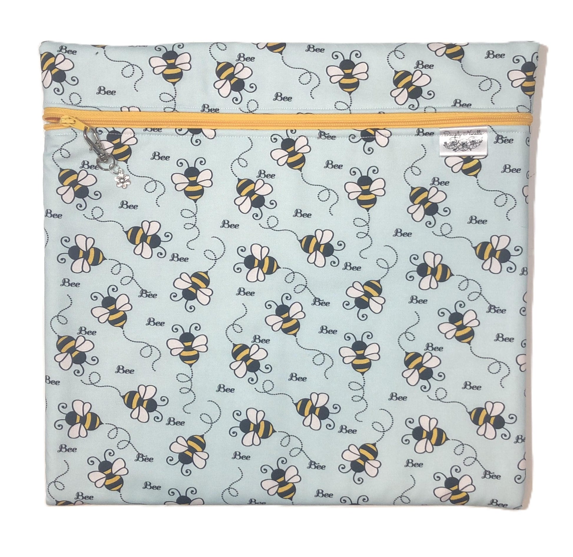 Bees Project Bag for Cross Stitch : Handmade Cotton Craft Organizer