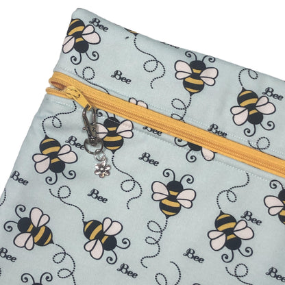Bees Project Bag for Cross Stitch : Handmade Cotton Craft Organizer
