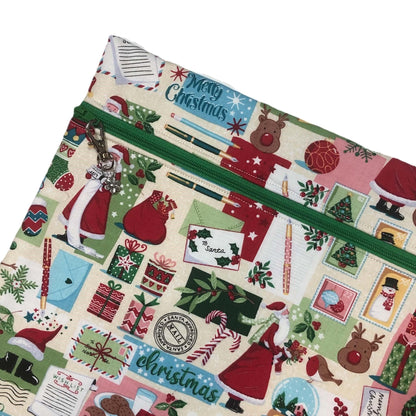 Christmas Icons Project Bag for Cross Stitch : Handmade Cotton Craft Organizer