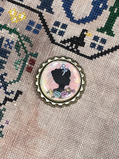 Female Silhouette Bottlecap Needle Minder - Thread Holder - Parking Aid