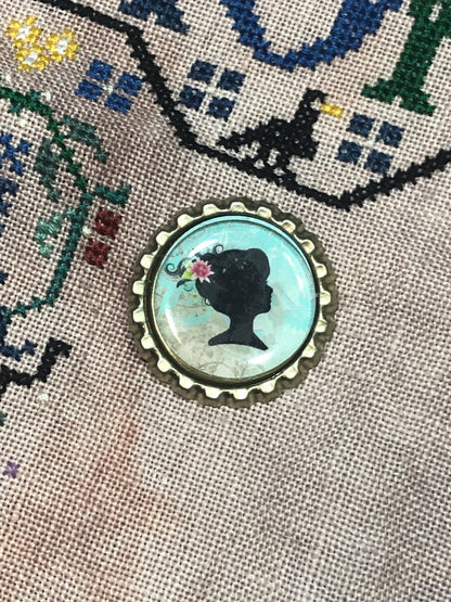 Female Silhouette Bottlecap Needle Minder - Thread Holder - Parking Aid