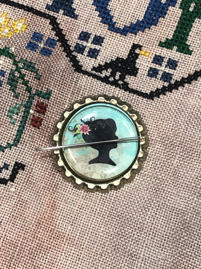 Female Silhouette Bottlecap Needle Minder - Thread Holder - Parking Aid
