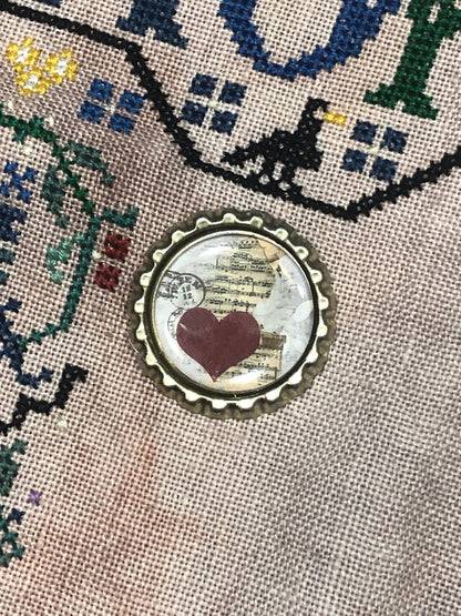 Heart Bottlecap Needle Minder - Thread Holder - Parking Aid