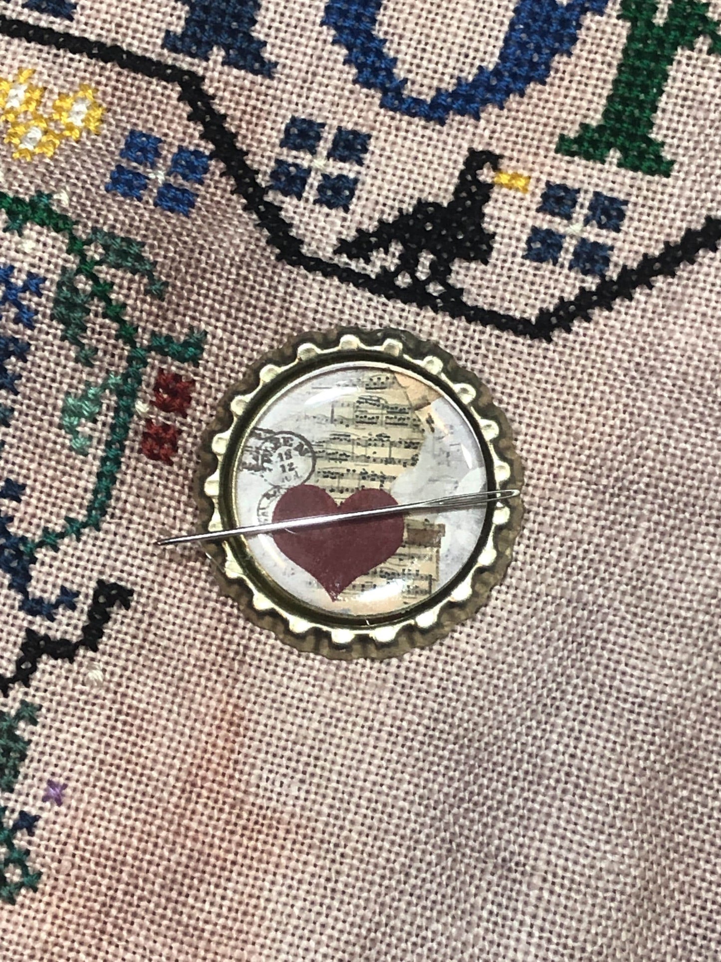 Heart Bottlecap Needle Minder - Thread Holder - Parking Aid