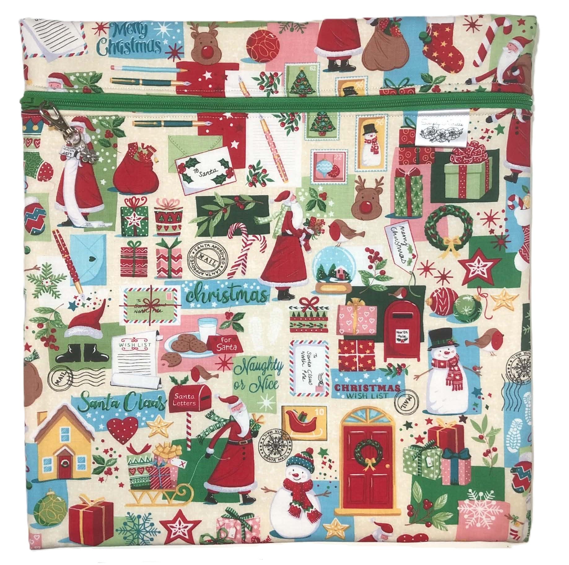 Christmas Icons Project Bag for Cross Stitch : Handmade Cotton Craft Organizer