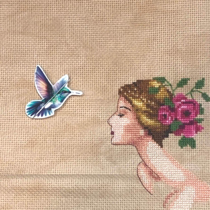 Hummingbird Acrylic Needle Minder for Cross Stitch and Needlework