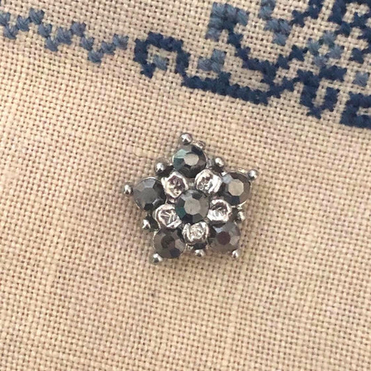 Grey jewelled Needle Minder for Cross Stitch and Needlework