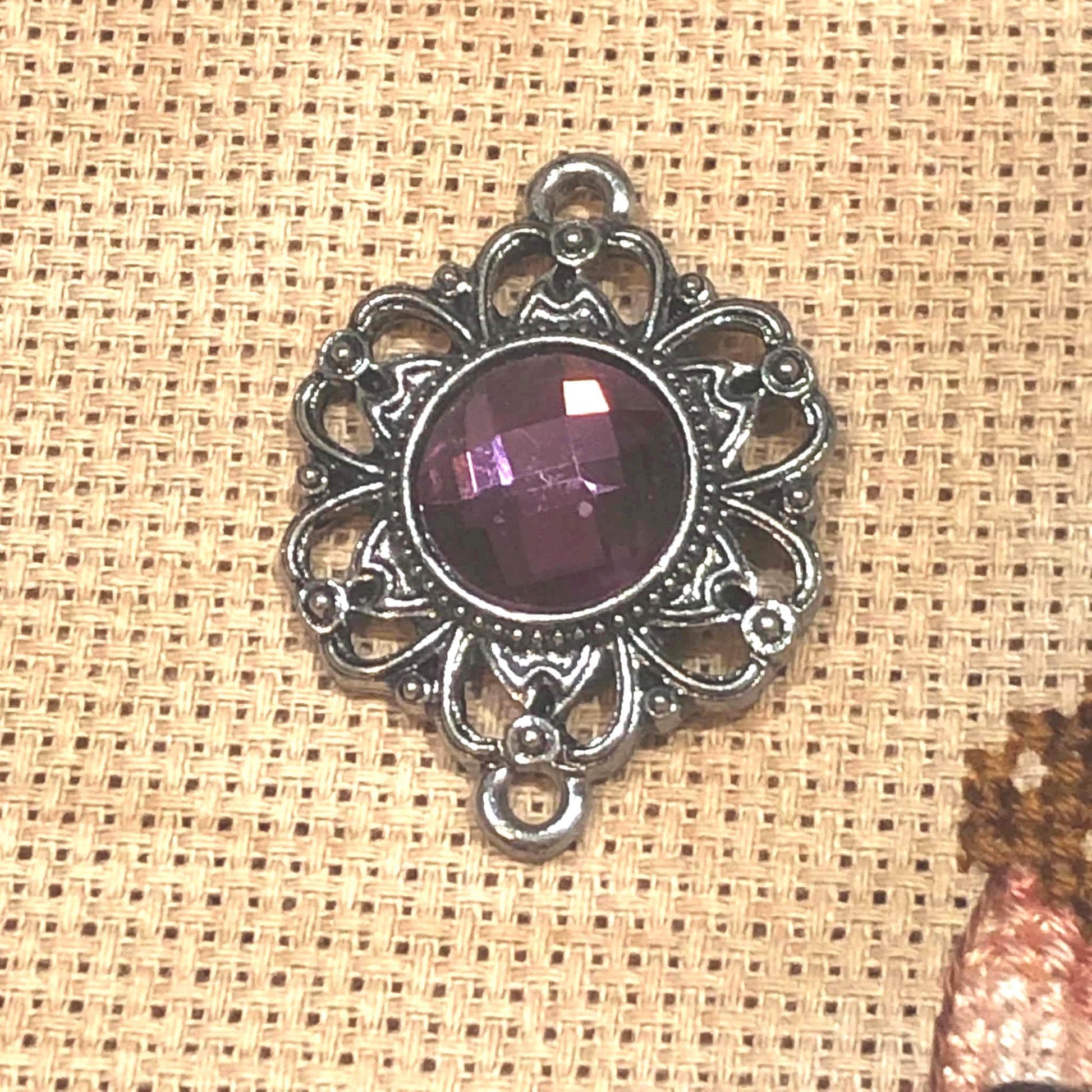 Purple Jewelled Needle Minder for Cross Stitch and Needlework