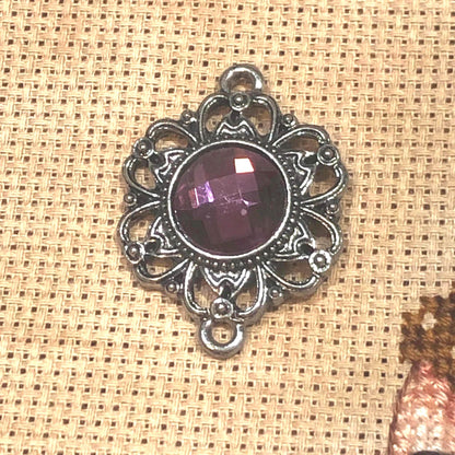 Purple Jewelled Needle Minder for Cross Stitch and Needlework