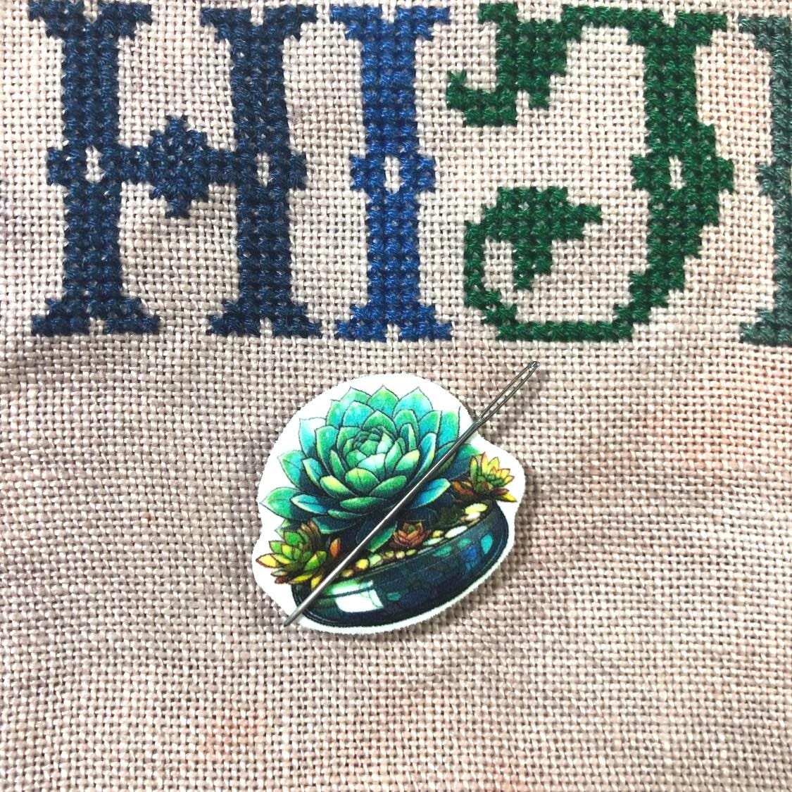 Succulent Acrylic Needle Minder for Cross Stitch and Needlework