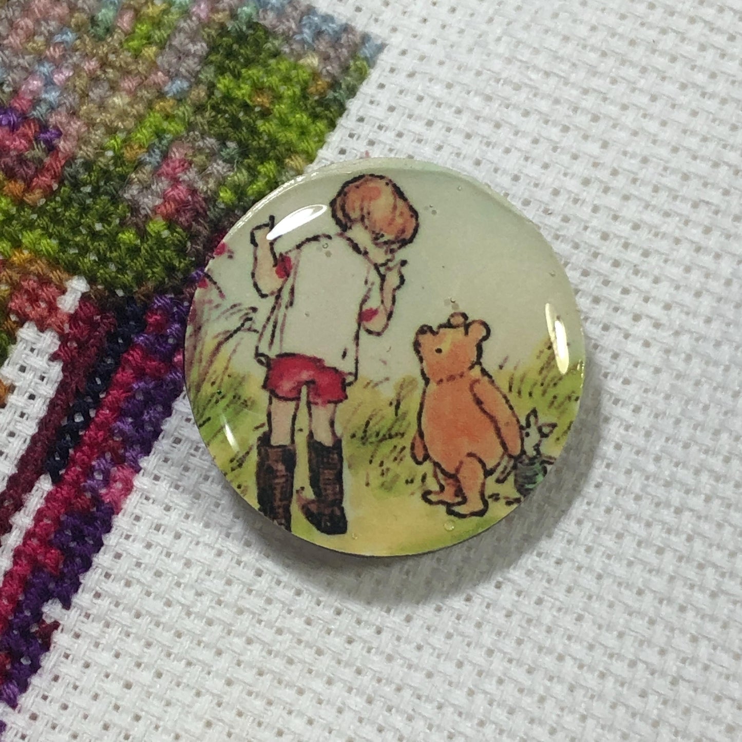 Winnie The Pooh Wooden Needle Minder/Thread Holder/ Parking Aid