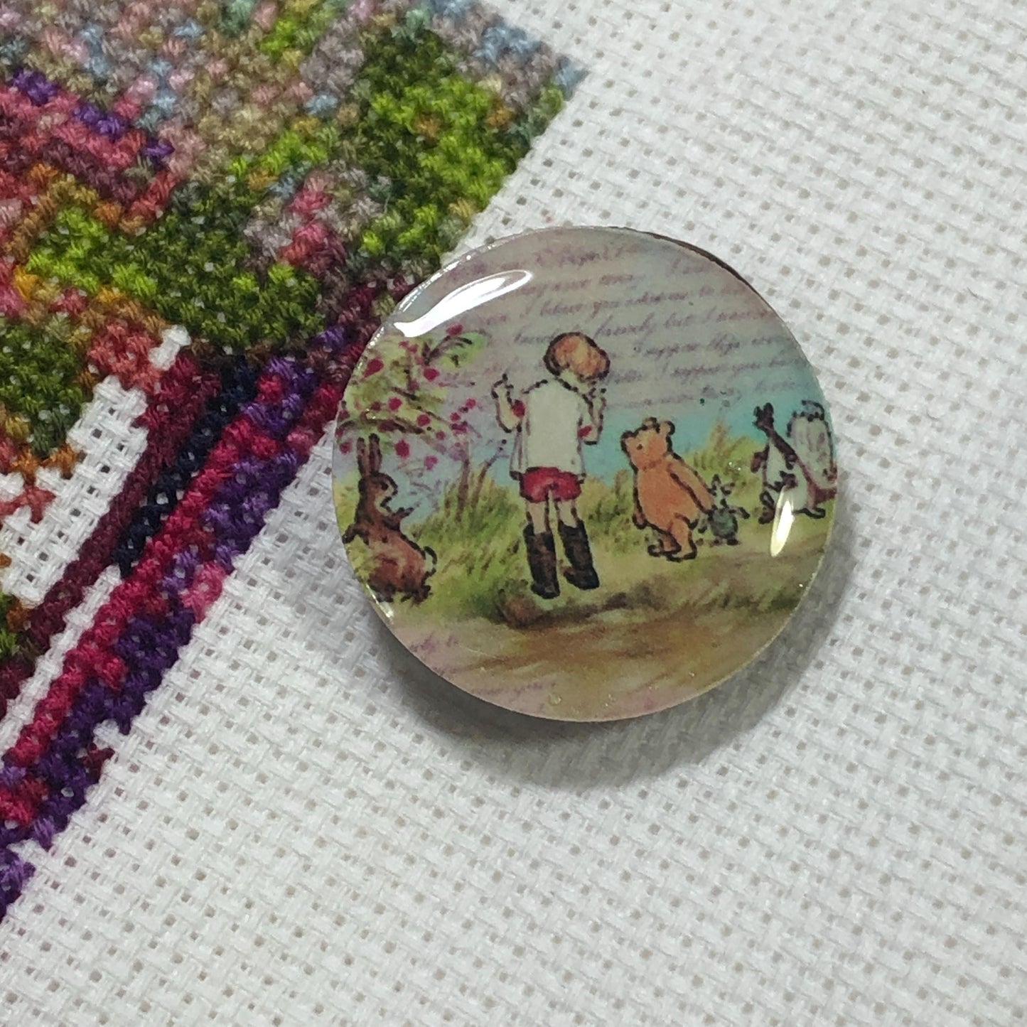Winnie The Pooh Wooden Needle Minder/Thread Holder/ Parking Aid