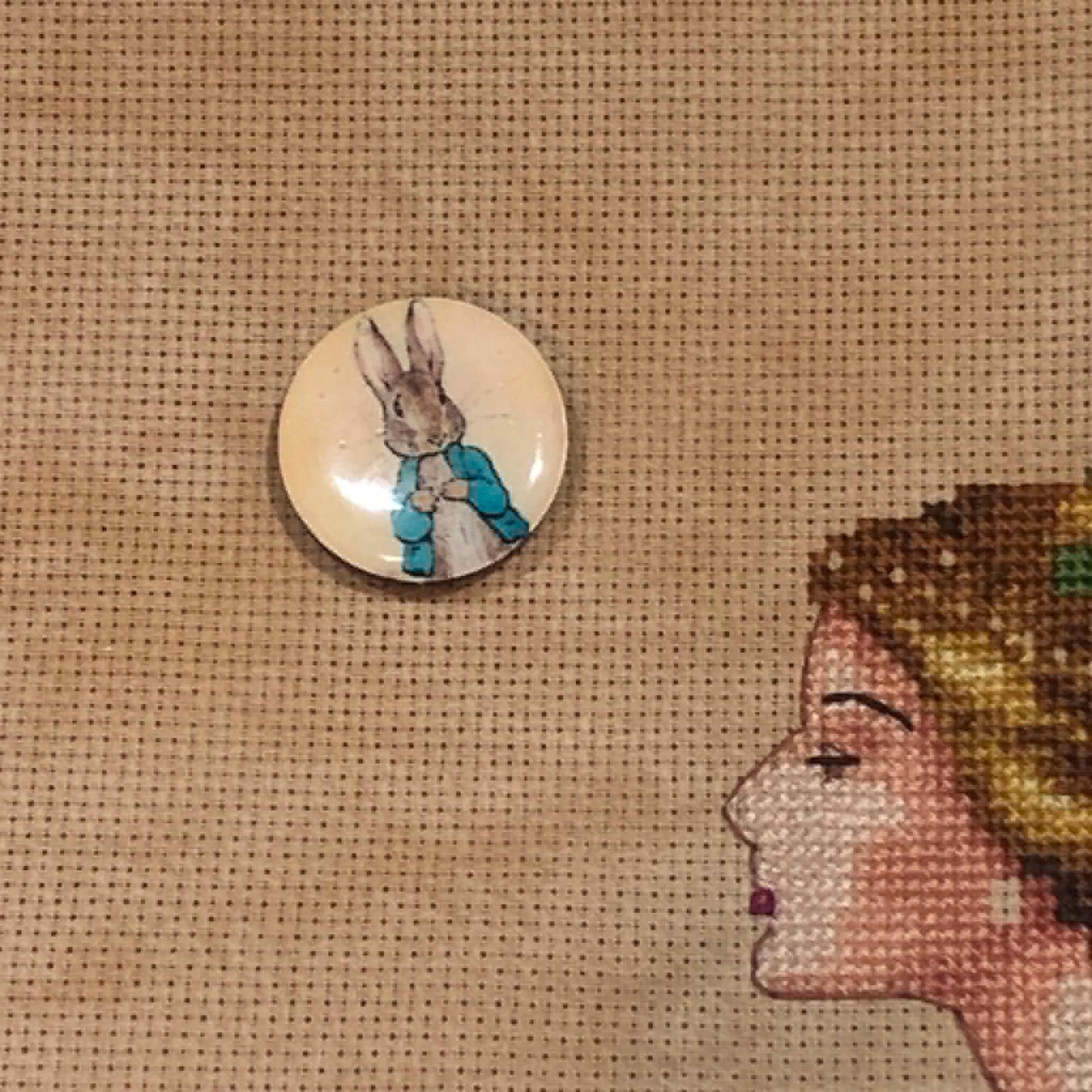 Peter Rabbit Wooden Needle Minder/Thread Holder/ Parking Aid